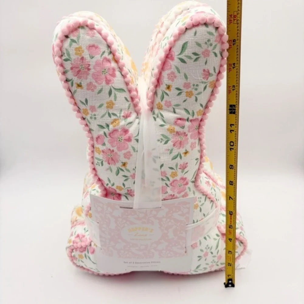 Hopper's Lane Easter Collection Set of‎ 3 Floral Bunny Decorative Pillows 16x12